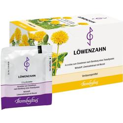 Verpackung und Beutel von Löwenzahntee für die Verdauung.