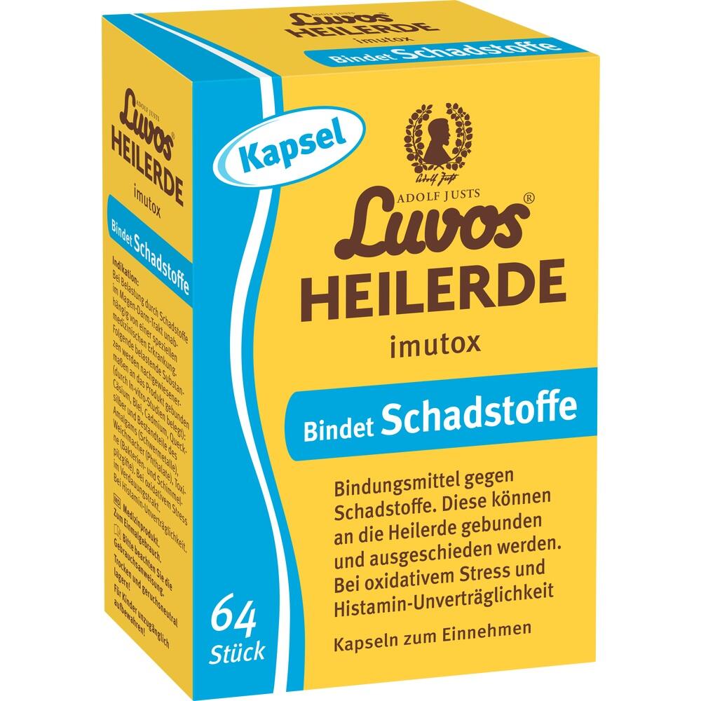 Gelbe Packung mit Kapseln zur Bindung von Schadstoffen.